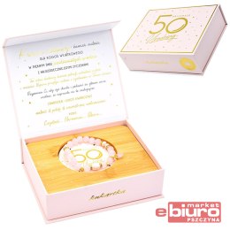 BRANSOLETKA BRC-14 KWARC RÓŻOWY URODZINY 50 ELITE
