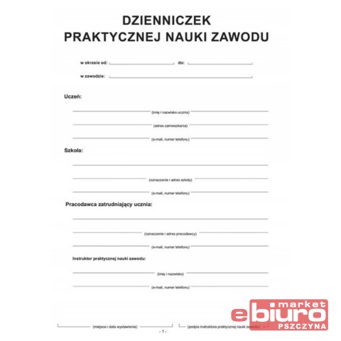 DZIENNICZEK PRAKTYCZNEJ NAUKI ZAWODU A5 A-102-3 MICHALCZYK I PROKOP