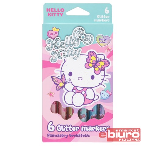 HELLO KITTY FLAMASTRY BROKATOWE 6 KOL PASTEL PINK1