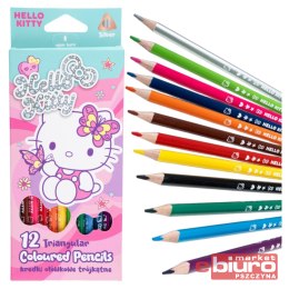 HELLO KITTY KREDKI OŁÓWKOWE TRÓJKĄTNE 12KOL PINK 1