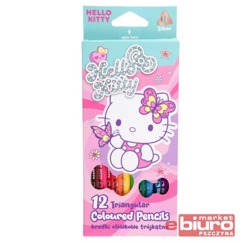 HELLO KITTY KREDKI OŁÓWKOWE TRÓJKĄTNE 12KOL PINK 1