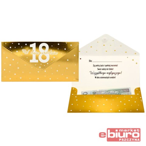 KOPERTA PODARUNKOWA KOP-033 18 URODZINY ZŁOTA