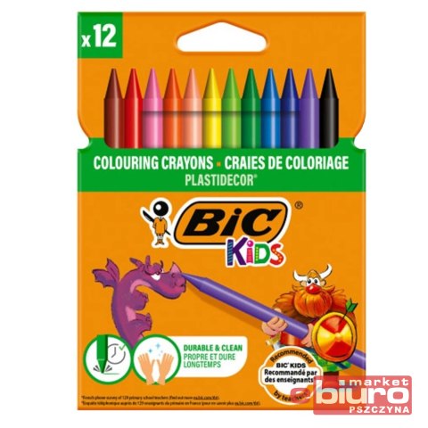 KREDKI ŚWIECOWE PLASTIDECOR 12 KOLORÓW BIC
