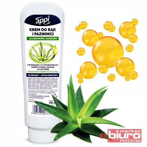 KREM DO RĄK I PAZNOKCI GLICERYNA ALOES 100ML APPI