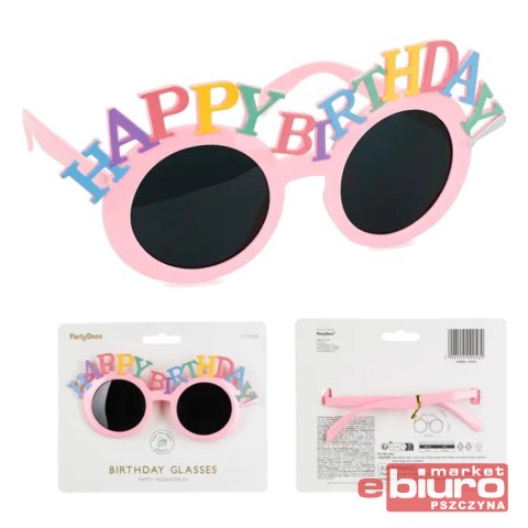 OKULARY HAPPY BIRTHDAY 18.5x7.5 CM RÓŻOWE PARYDECO