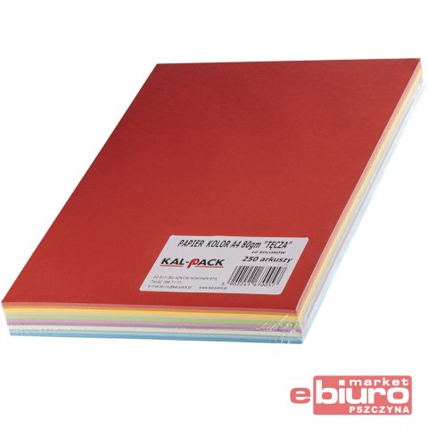 PAPIER XERO KOLOR A4 A'250 80GR/10 TĘCZA KAL-PACK