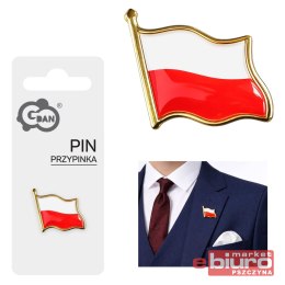 PRZYPINKA Z FLAGĄ POLSKI METALOWA 2X2 CM GODAN