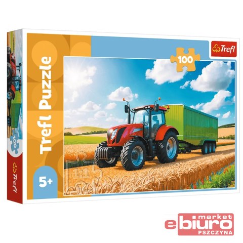 PUZZLE 100 MASZYNY ROLNICZE TRAKTOR Z PRZYCZ 16494
