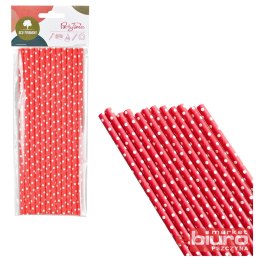 SŁOMKI PAPIEROWE CZERWONE W BIAŁE KROPKI A'12 ARPE