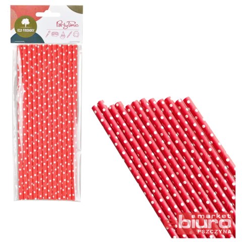 SŁOMKI PAPIEROWE CZERWONE W BIAŁE KROPKI A'12 ARPE