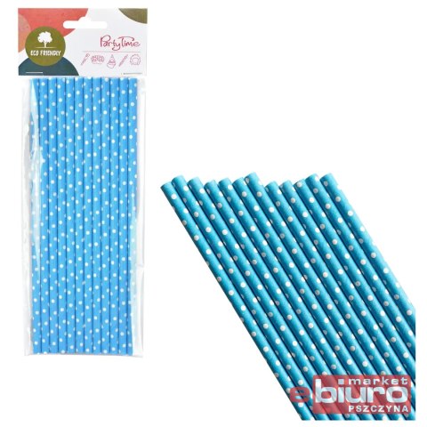 SŁOMKI PAPIEROWE NIEBIESKIE W BIAŁE KROPKI A'12 AR