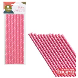 SŁOMKI PAPIEROWE RÓŻOWE W BIAŁE KROPKI A'12 ARPEX