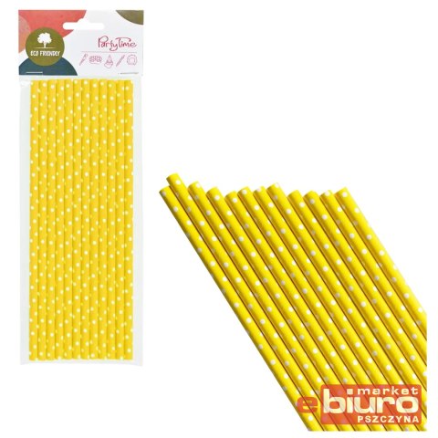 SŁOMKI PAPIEROWE ŻÓŁTE W BIAŁE KROPKI A'12 ARPEX
