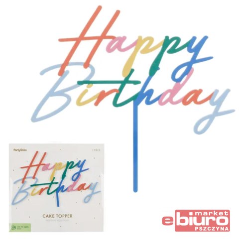 TOPPER AKRYLOWY NA TORT HAPPY BIRTHDAY 18X16,5CM
