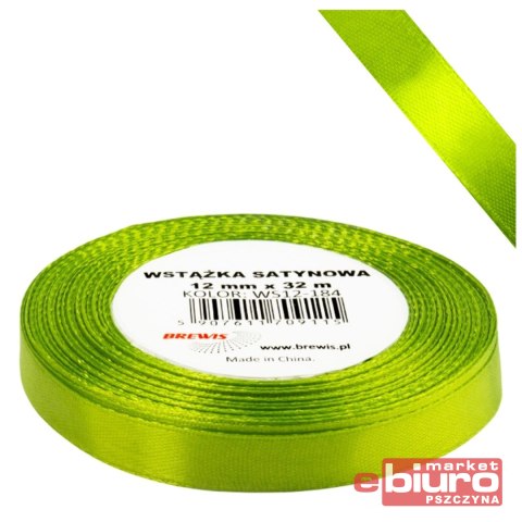 WSTĄŻKA SATYNOWA 12MM/32 KOLOR 184 ZIELEŃ WIOSENNA