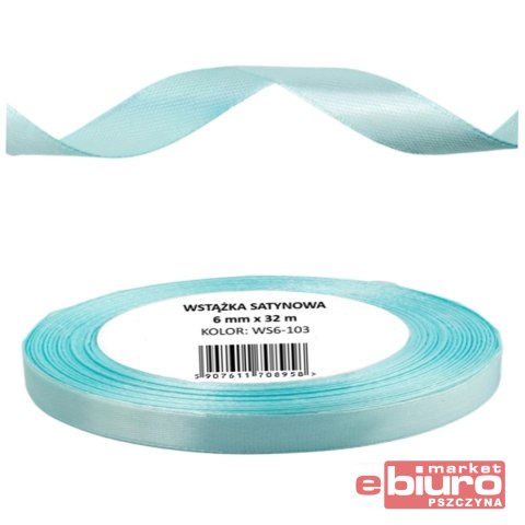 WSTĄŻKA SATYNOWA 6MM/32 KOLOR 103 BABY BLUE BREWIS