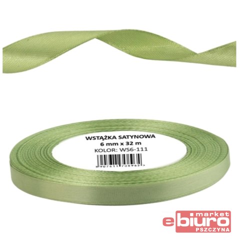 WSTĄŻKA SATYNOWA 6MM/32 KOLOR 111 MIĘTOWY PASTELOW