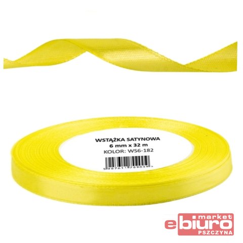 WSTĄŻKA SATYNOWA 6MM/32 KOLOR 182 ZIELONY LIMONKOW