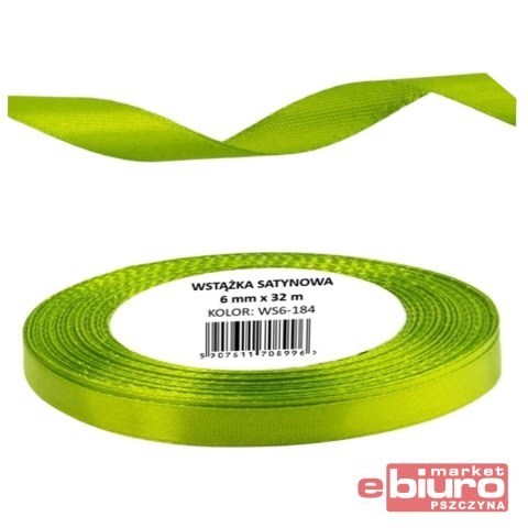 WSTĄŻKA SATYNOWA 6MM/32 KOLOR 184 ZIELEŃ WIOSENNA