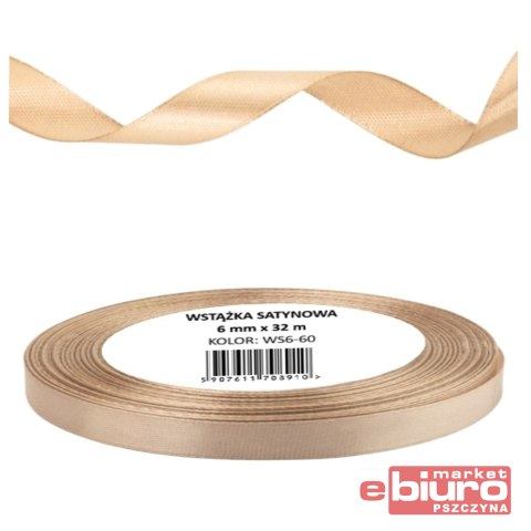 WSTĄŻKA SATYNOWA 6MM/32 KOLOR 60 TAN BREWIS