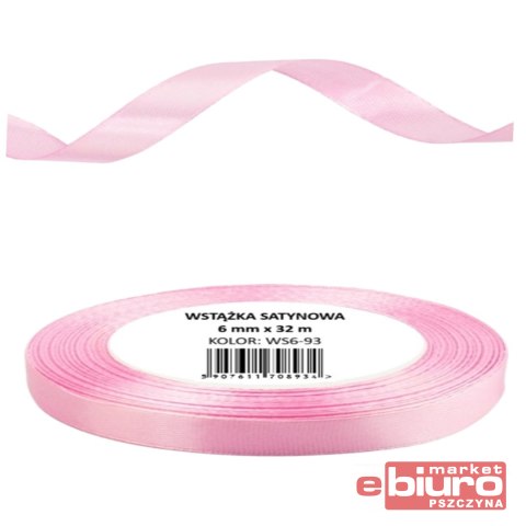WSTĄŻKA SATYNOWA 6MM/32 KOLOR 93 BABY PINK BREWIS