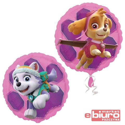 BALON FOLIOWY 18" CIR "PAW PATROL PINK SKYE & EVER