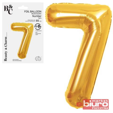 BALON FOLIOWY B&C CYFRA 7 ROYAL GOLD 85CM GODAN