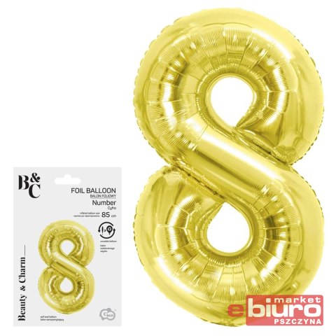 BALON FOLIOWY B&C CYFRA 8 LIGHT GOLD 85CM GODAN
