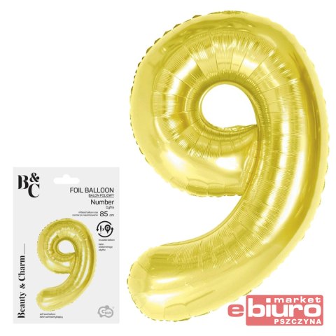 BALON FOLIOWY B&C CYFRA 9 LIGHT GOLD 85CM GODAN