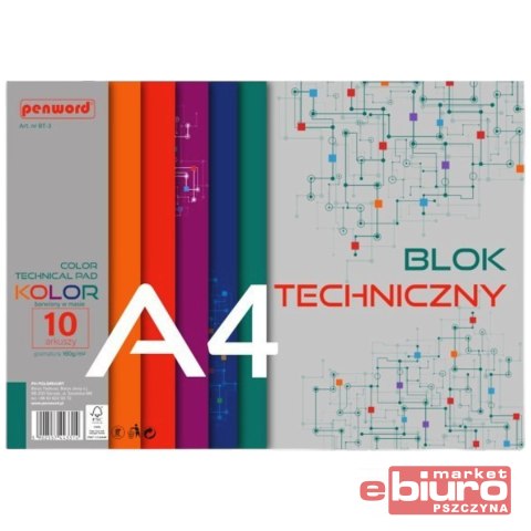 BLOK TECHNICZNY A4 KOLOR BT-3 180g 10 ARKUSZY