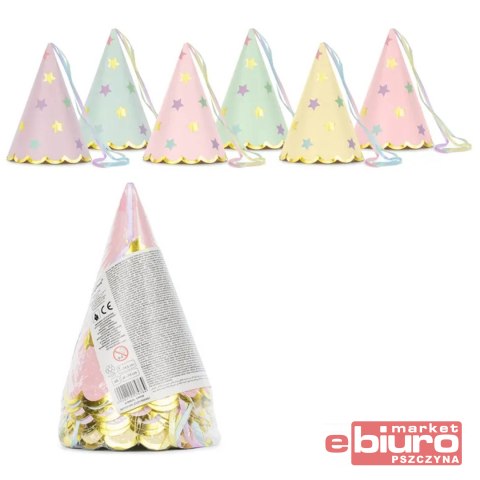 CZAPECZKI GWIAZDKI MIX 14.5CM OP/6SZT PARTYDECO