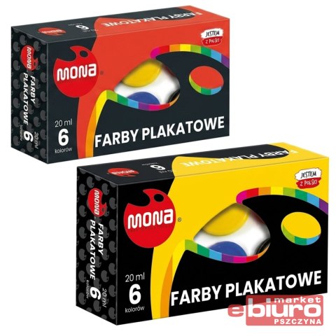 FARBY PLAKATOWE 6 KOLORÓW 20ML MONA PUDEŁKO