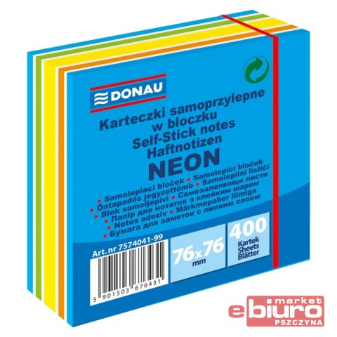 KOSTKA SAMOPRZYLEPNA DONAU 76X76MM NIEB MIX NEON
