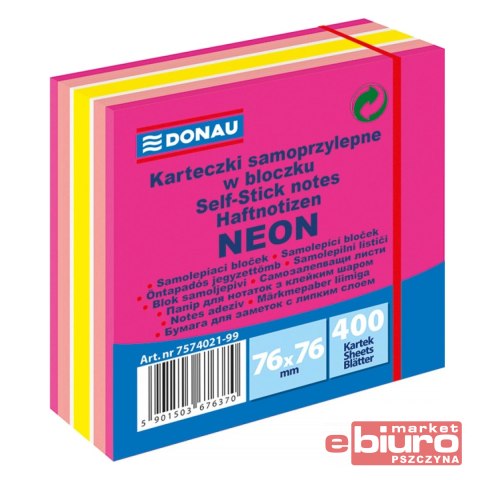 KOSTKA SAMOPRZYLEPNA DONAU 76X76MM RÓŻOWA MIX NEON