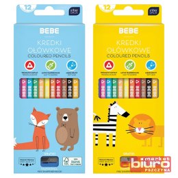 KREDKI OŁÓWKOWE TRÓJKĄTNE Z TEM 12KOL BB KIDS INT