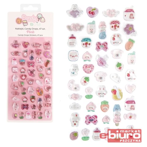 NAKLEJKI CANDY DROPS 47SZT PINK