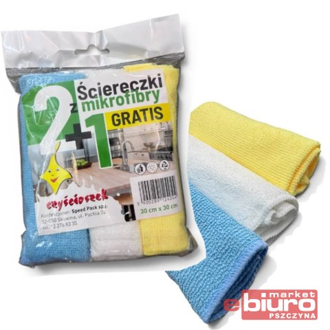ŚCIERECZKI Z MIKROFIBRY SZMATKI 3 SZTUKI 30x30 CZYŚCIOSZEK