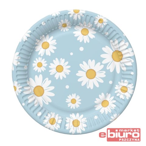 TALERZYKI PAPIEROWE NIEBIESKIE STOKROTKI 18CM A'6