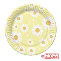 TALERZYKI PAPIEROWE ŻÓŁTE STOKROTKI 18CM A'6