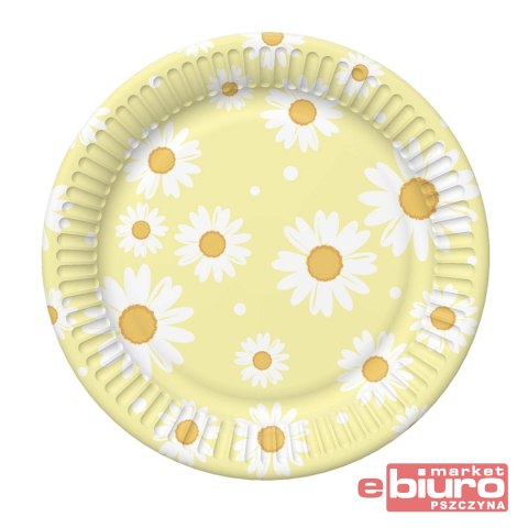 TALERZYKI PAPIEROWE ŻÓŁTE STOKROTKI 18CM A'6
