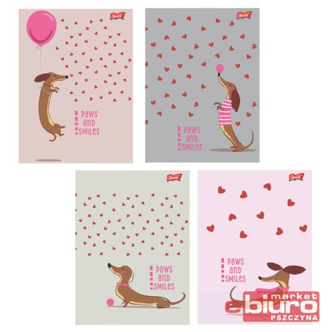 ZESZYT A5 32K KRATKA LAMIN LOVELY DACHSHUND 3180