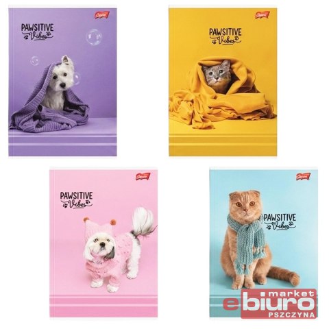 ZESZYT A5 32K KRATKA LAMIN PAWSITIVE VIBES UNIPAP