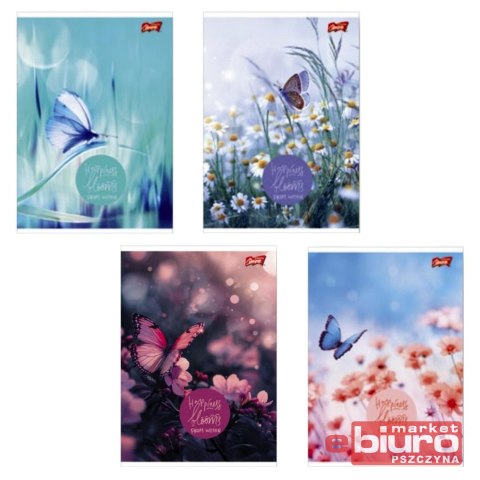 ZESZYT A5 96K KRATKA LAMIN BUTTERFLY MEADOW UNIPAP