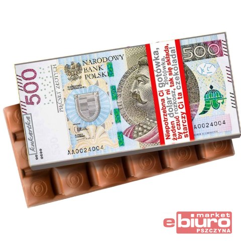 CZEKOLADA PREZENTOWA 500 ZŁOTYCH KUKARTKA