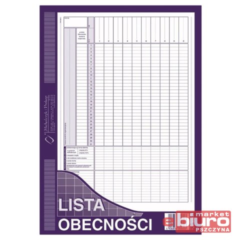 LISTA OBECNOŚCI A4 506-1 MICHALCZYK I PROKOP