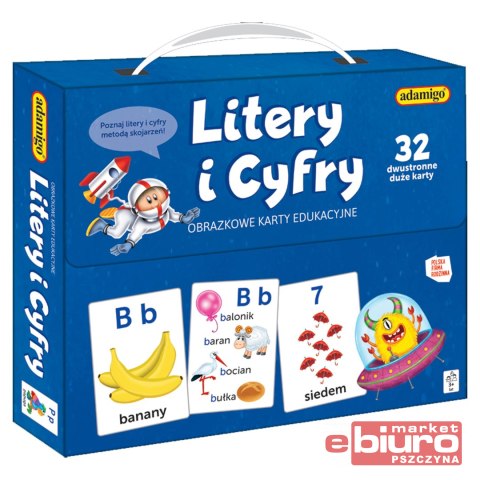 LITERY I CYFRY OBRAZKOWE KARTY EDUKACYJNE ADAMIGO