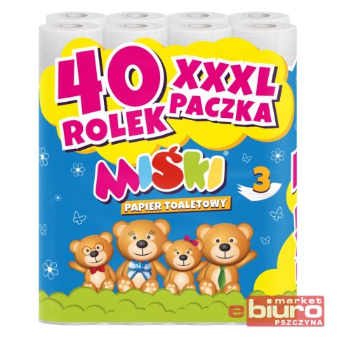 PAPIER TOALETOWY CELULOZA 40 ROLEK MIŚKI 3W PROM1