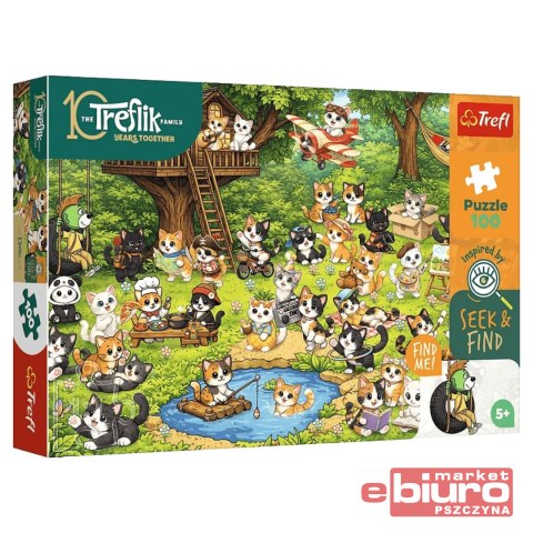 PUZZLE 100 RODZINA TREFLIKÓW KOCI ŚWIAT 16587 TREF