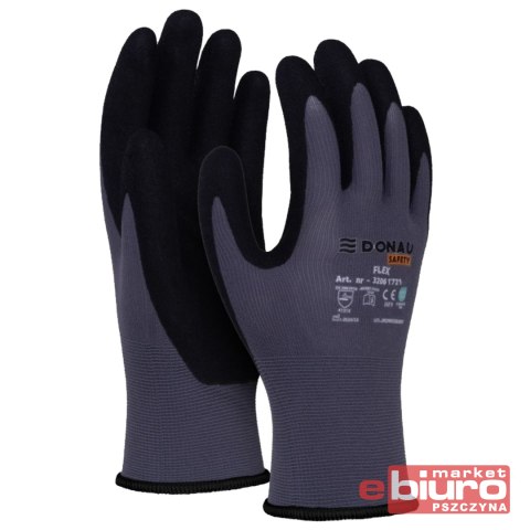 RĘKAWICE SAFETY, FLEX SZARE ROZM XL A'12 DONAU