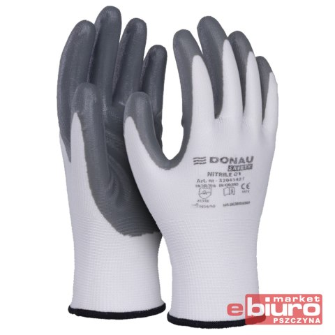 RĘKAWICE SAFETY NITRILE SZARE ROZM XL A'12 DONAU